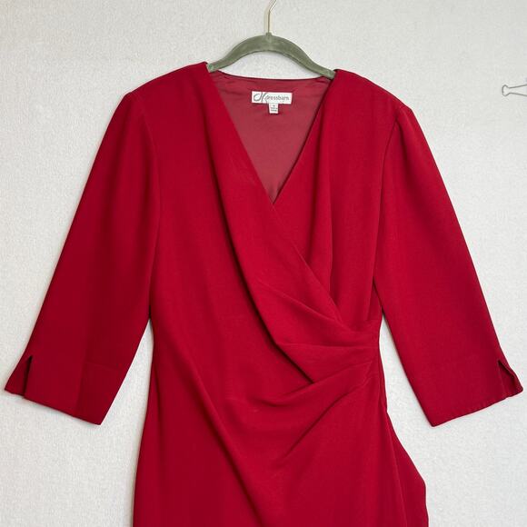Vintage Dress Barn Drape‎ Midi Faux Wrap Dress Sz 8 Executive Old Money Evening - Picture 3 of 12